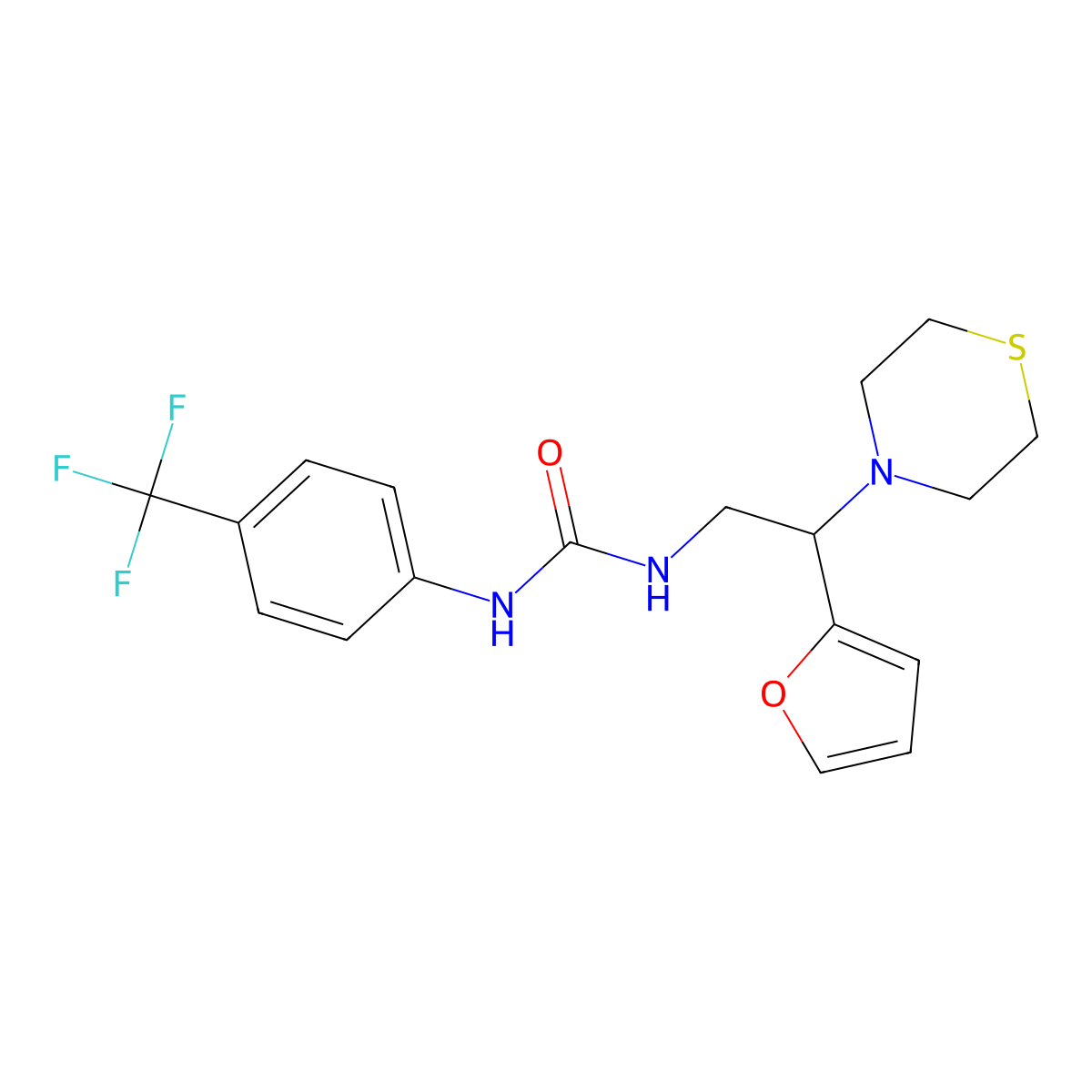 1-(2-(Furan-2-yl)-2-thiomorpholinoethyl)-3-(4-(trifluoromethyl)phenyl)urea molecular structure, CAS 2034573-39-0