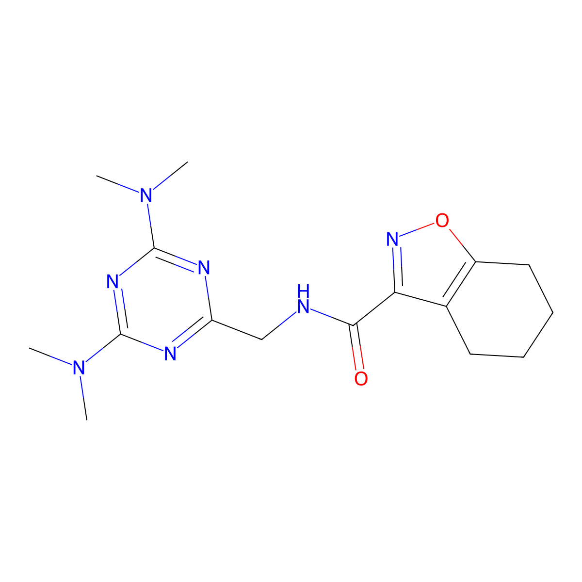 N-((4,6-bis(dimethylamino)-1,3,5-triazin-2-yl)methyl)-4,5,6,7-tetrahydrobenzo[d]isoxazole-3-carboxamide molecular structure, CAS 2034573-41-4