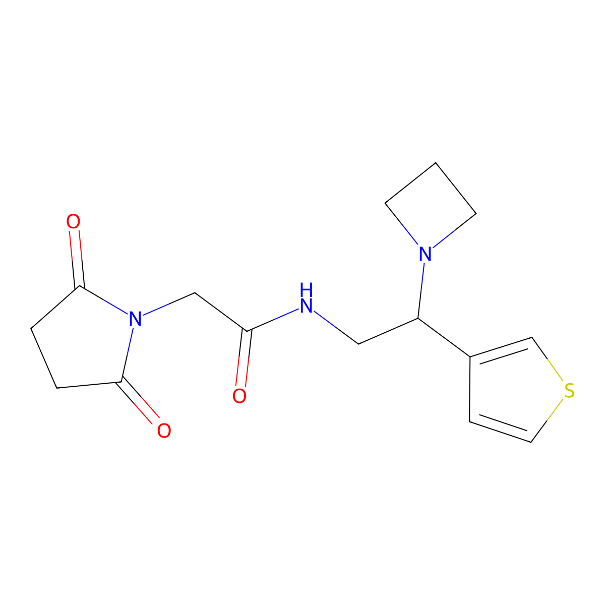 N-(2-(azetidin-1-yl)-2-(thiophen-3-yl)ethyl)-2-(2,5-dioxopyrrolidin-1-yl)acetamide molecular structure, CAS 2034573-48-1