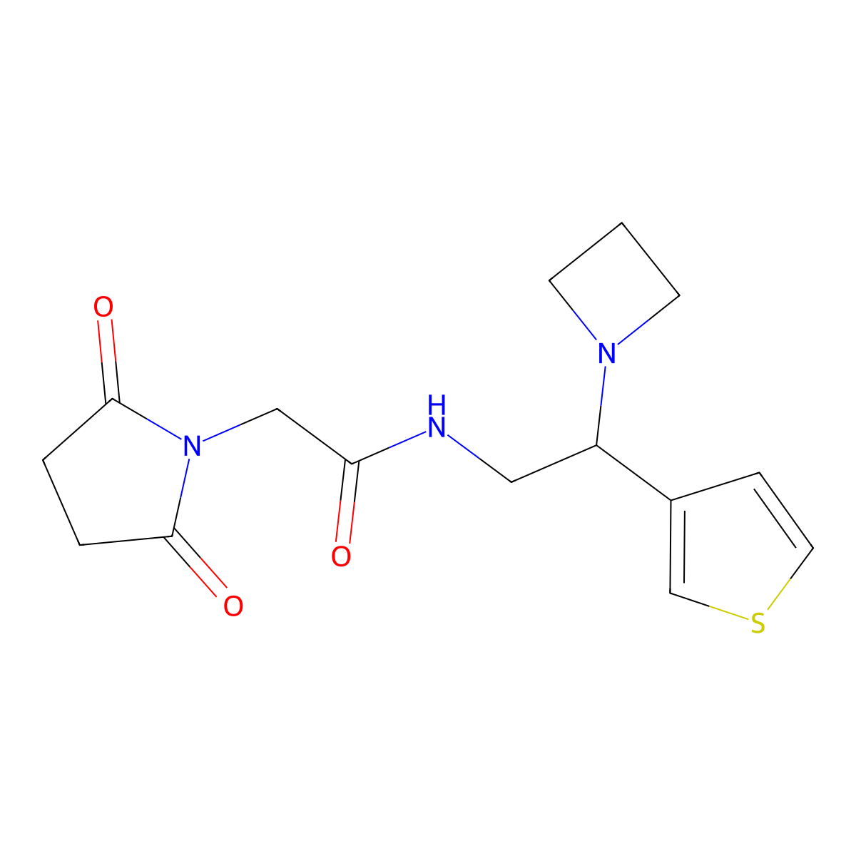 N-(2-(azetidin-1-yl)-2-(thiophen-3-yl)ethyl)-2-(2,5-dioxopyrrolidin-1-yl)acetamide molecular structure, CAS 2034573-48-1