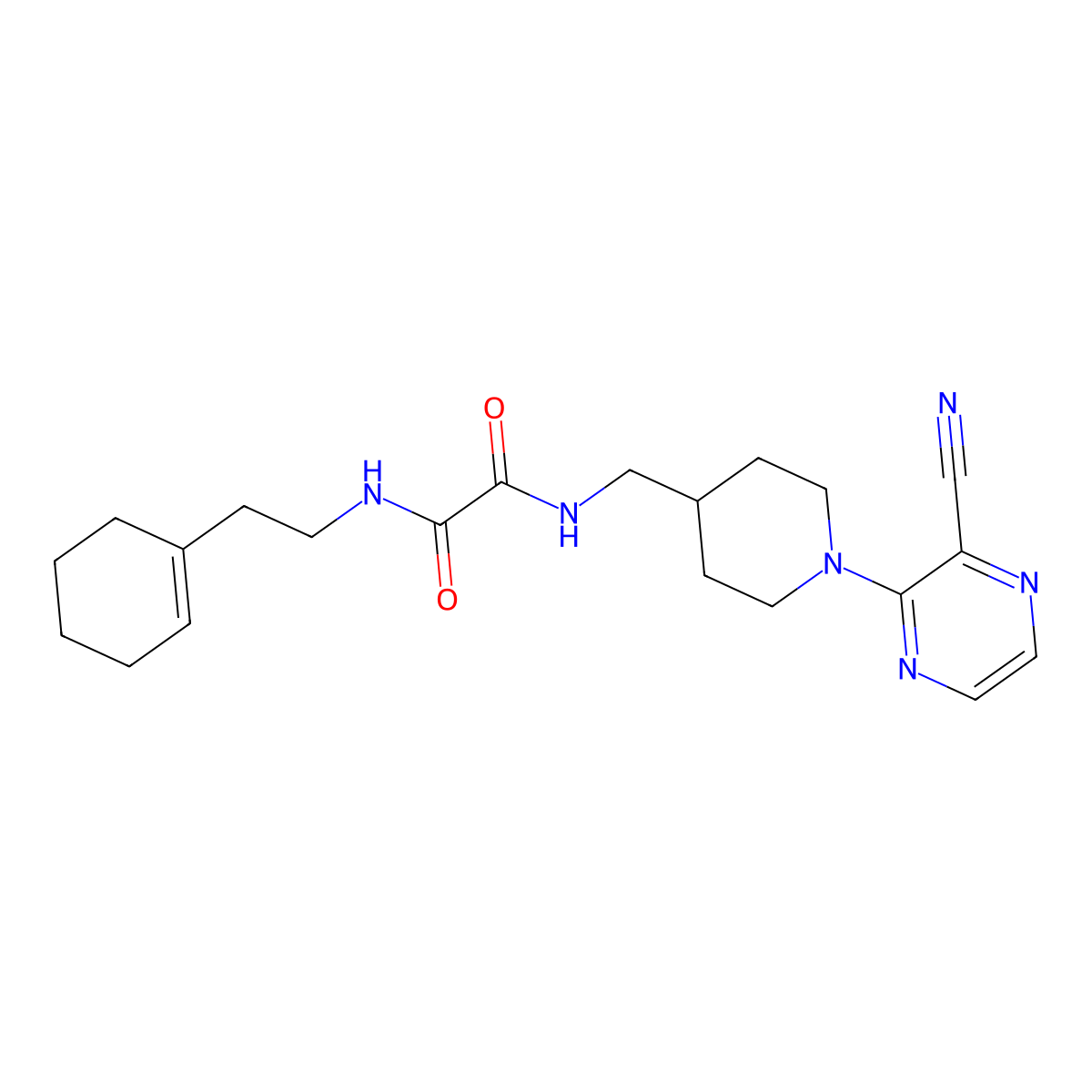 N1-((1-(3-cyanopyrazin-2-yl)piperidin-4-yl)methyl)-N2-(2-(cyclohex-1-en-1-yl)ethyl)oxalamide molecular structure, CAS 2034573-50-5