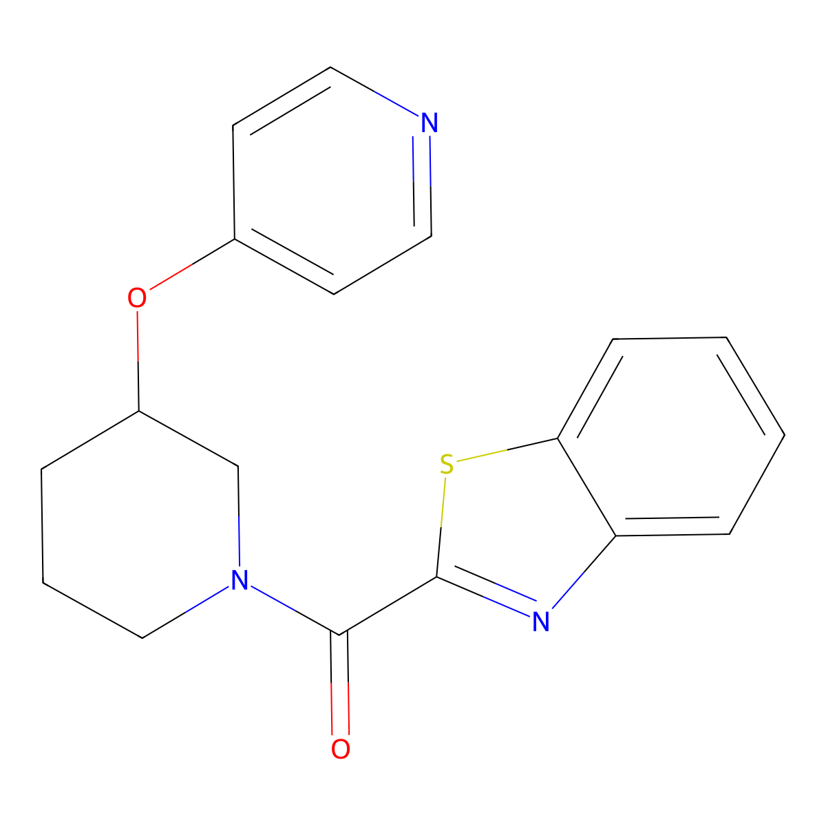 Benzo[d]thiazol-2-yl(3-(pyridin-4-yloxy)piperidin-1-yl)methanone molecular structure, CAS 2034573-58-3