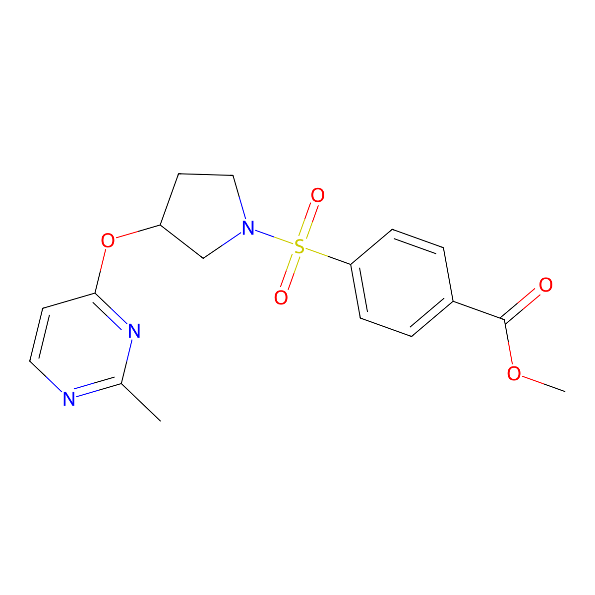 Methyl 4-({3-[(2-methylpyrimidin-4-yl)oxy]pyrrolidin-1-yl}sulfonyl)benzoate molecular structure, CAS 2034573-64-1