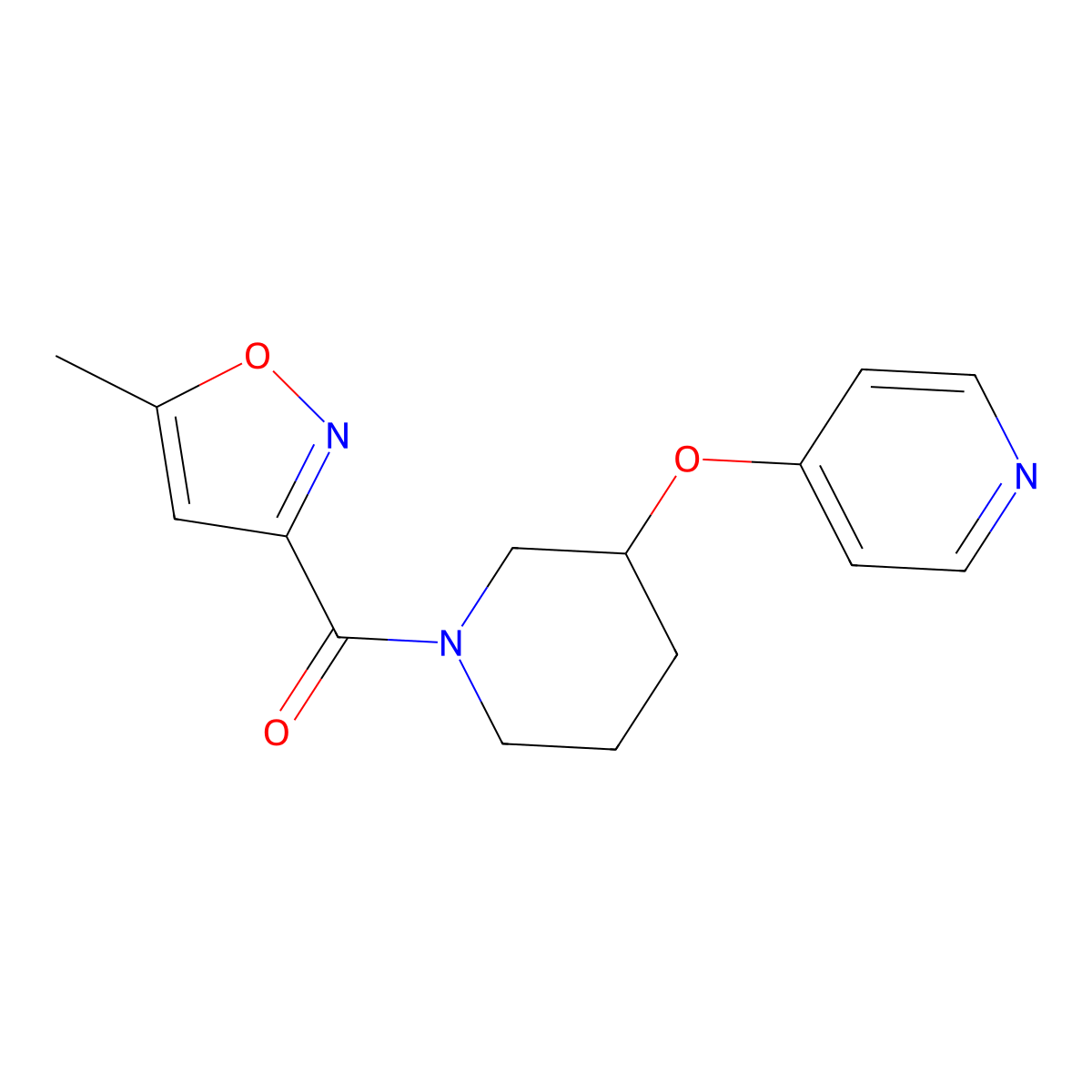 (5-Methylisoxazol-3-yl)(3-(pyridin-4-yloxy)piperidin-1-yl)methanone molecular structure, CAS 2034573-65-2
