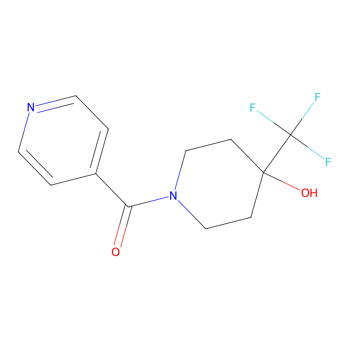 (4-Hydroxy-4-(trifluoromethyl)piperidin-1-yl)(pyridin-4-yl)methanone molecular structure, CAS 2034573-68-5
