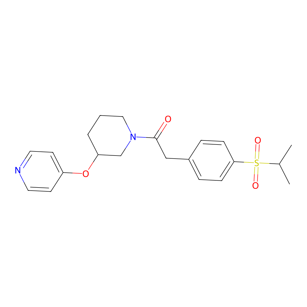 2-(4-(Isopropylsulfonyl)phenyl)-1-(3-(pyridin-4-yloxy)piperidin-1-yl)ethanone molecular structure, CAS 2034573-69-6
