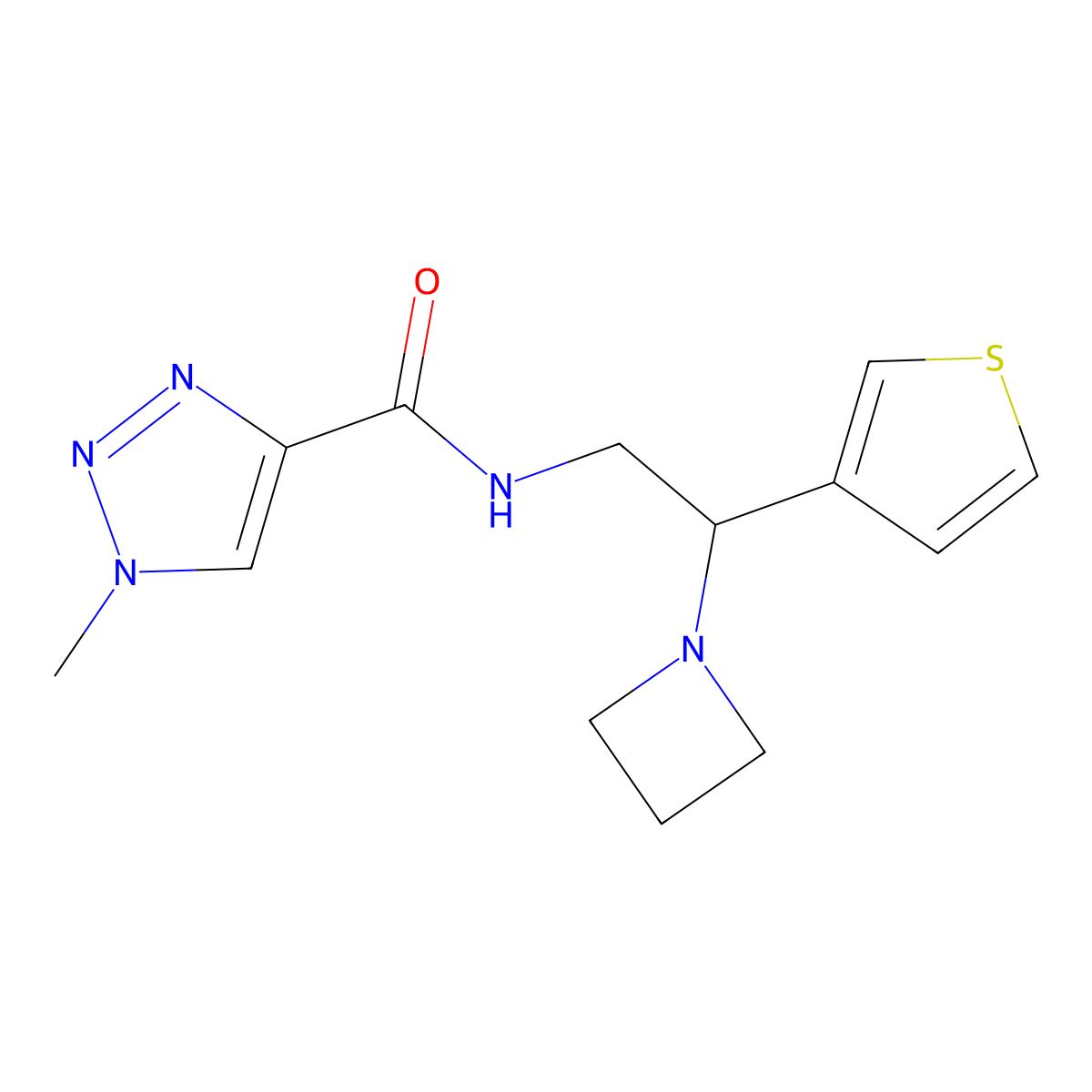 N-(2-(azetidin-1-yl)-2-(thiophen-3-yl)ethyl)-1-methyl-1H-1,2,3-triazole-4-carboxamide molecular structure, CAS 2034573-71-0