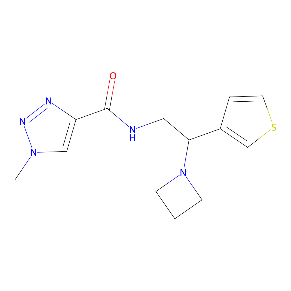 N-(2-(azetidin-1-yl)-2-(thiophen-3-yl)ethyl)-1-methyl-1H-1,2,3-triazole-4-carboxamide molecular structure, CAS 2034573-71-0