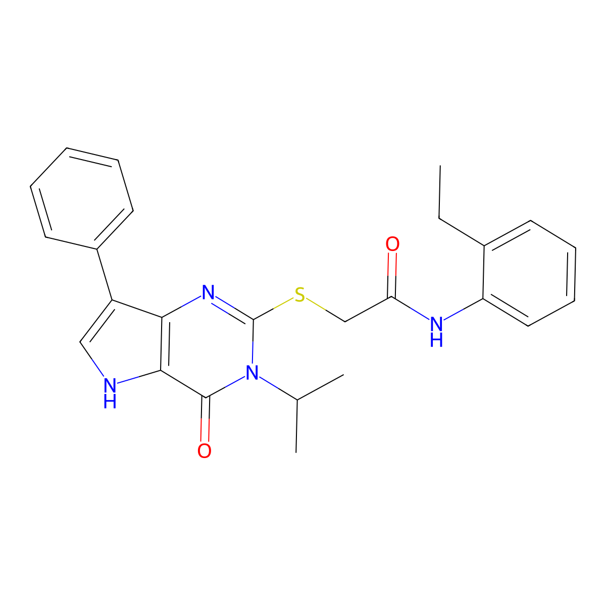N-(2-ethylphenyl)-2-((3-isopropyl-4-oxo-7-phenyl-4,5-dihydro-3H-pyrrolo[3,2-d]pyrimidin-2-yl)thio)acetamide molecular structure, CAS 2034573-73-2