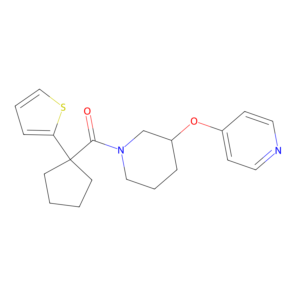 (3-(Pyridin-4-yloxy)piperidin-1-yl)(1-(thiophen-2-yl)cyclopentyl)methanone molecular structure, CAS 2034573-76-5