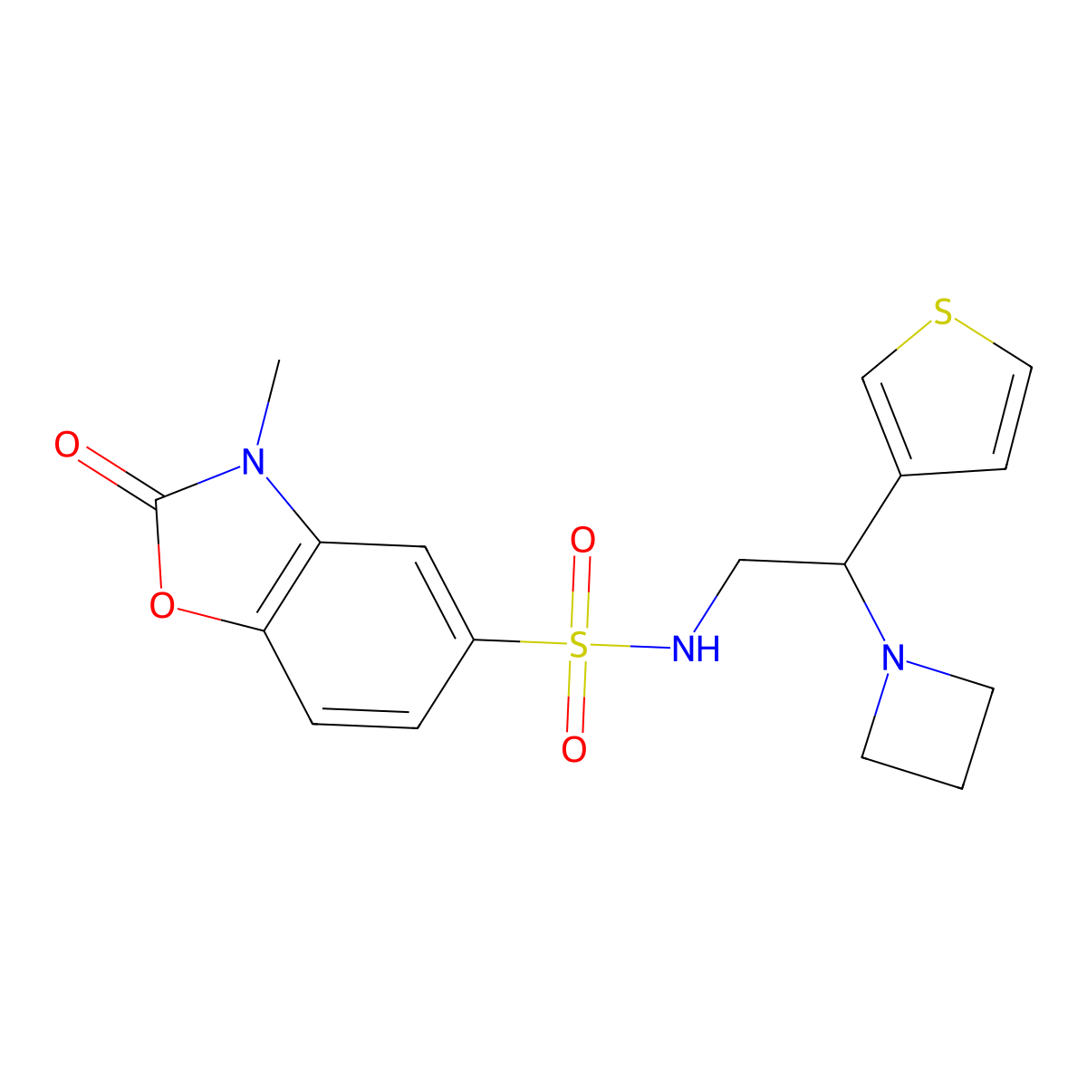 N-(2-(azetidin-1-yl)-2-(thiophen-3-yl)ethyl)-3-methyl-2-oxo-2,3-dihydrobenzo[d]oxazole-5-sulfonamide molecular structure, CAS 2034573-77-6