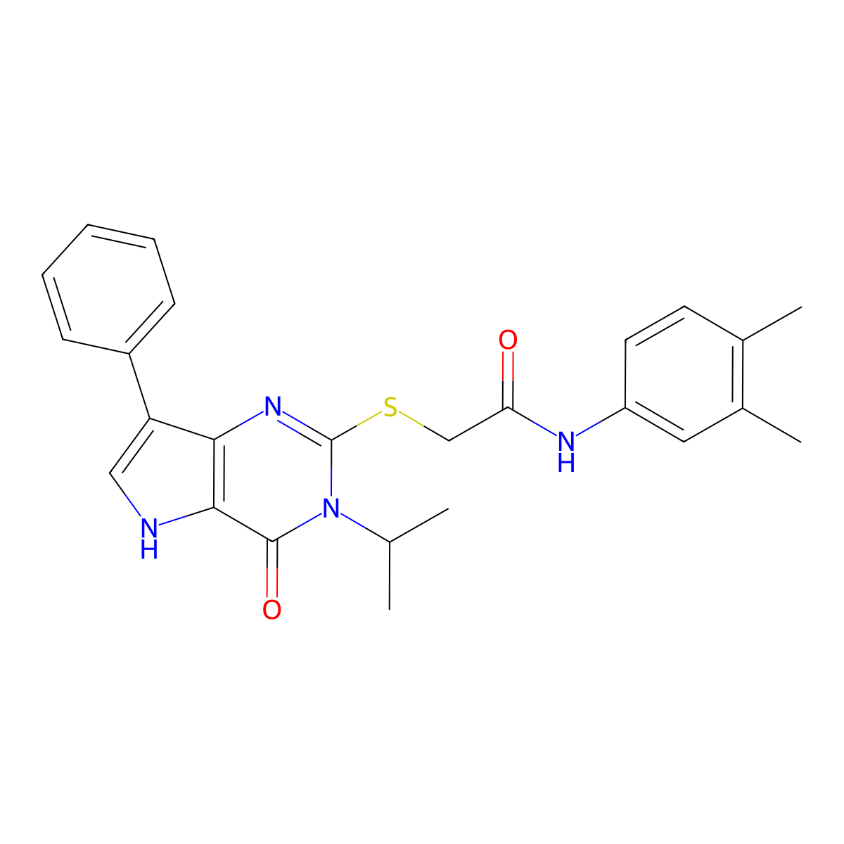 N-(3,4-dimethylphenyl)-2-((3-isopropyl-4-oxo-7-phenyl-4,5-dihydro-3H-pyrrolo[3,2-d]pyrimidin-2-yl)thio)acetamide molecular structure, CAS 2034573-83-4