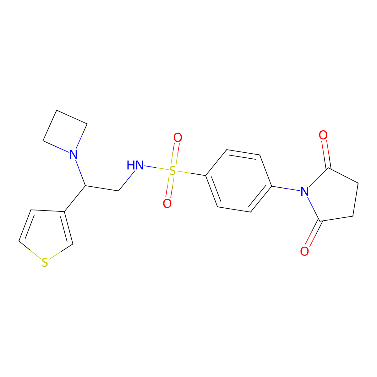 N-(2-(azetidin-1-yl)-2-(thiophen-3-yl)ethyl)-4-(2,5-dioxopyrrolidin-1-yl)benzenesulfonamide molecular structure, CAS 2034573-84-5