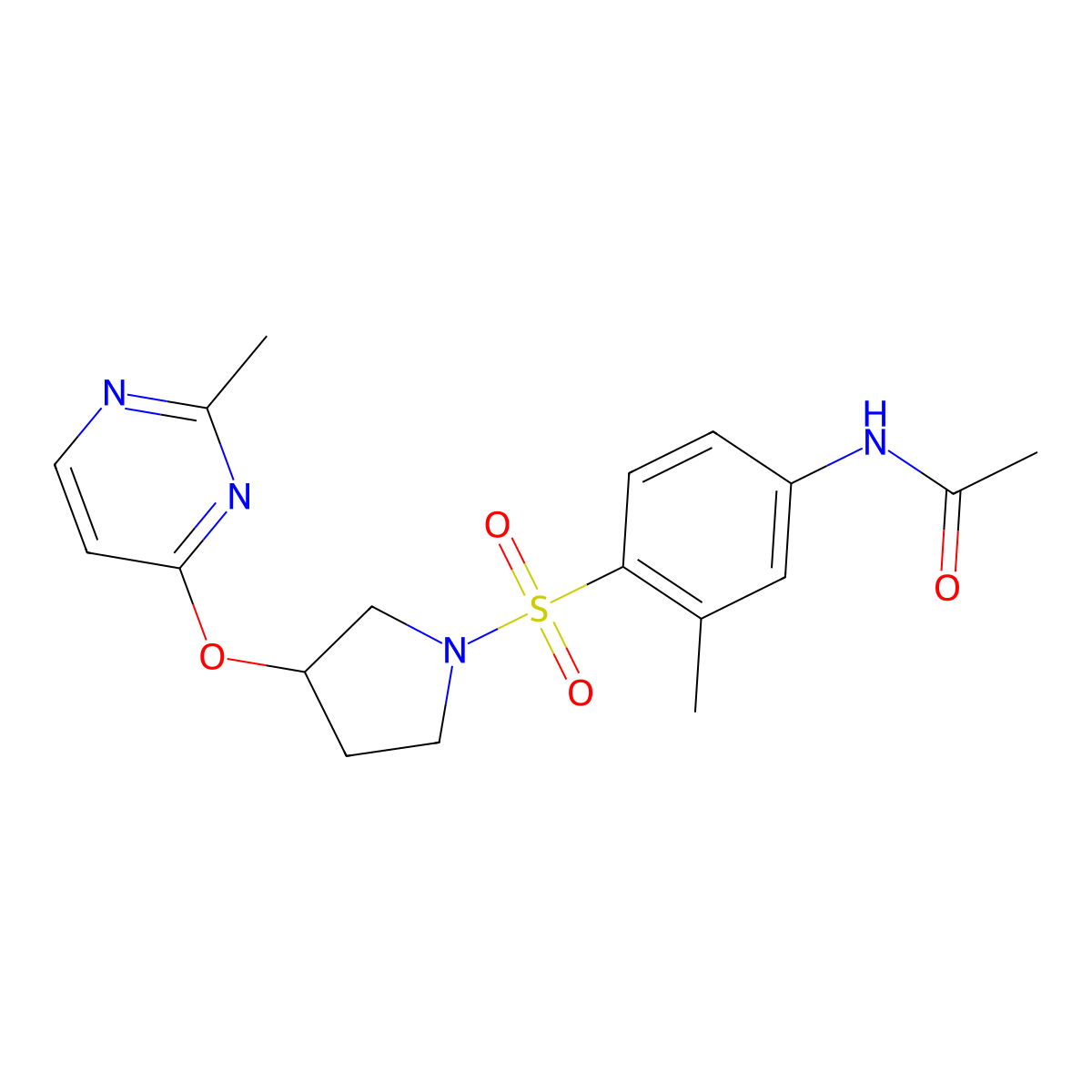 N-[3-methyl-4-({3-[(2-methylpyrimidin-4-yl)oxy]pyrrolidin-1-yl}sulfonyl)phenyl]acetamide molecular structure, CAS 2034573-85-6