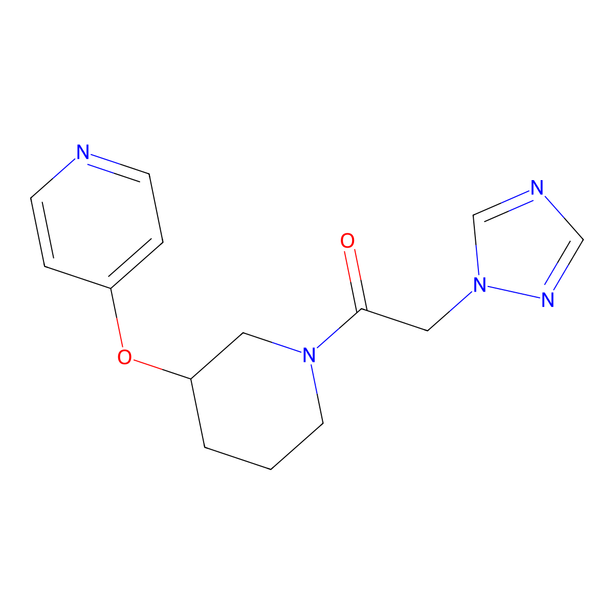 1-(3-(pyridin-4-yloxy)piperidin-1-yl)-2-(1H-1,2,4-triazol-1-yl)ethanone molecular structure, CAS 2034573-91-4
