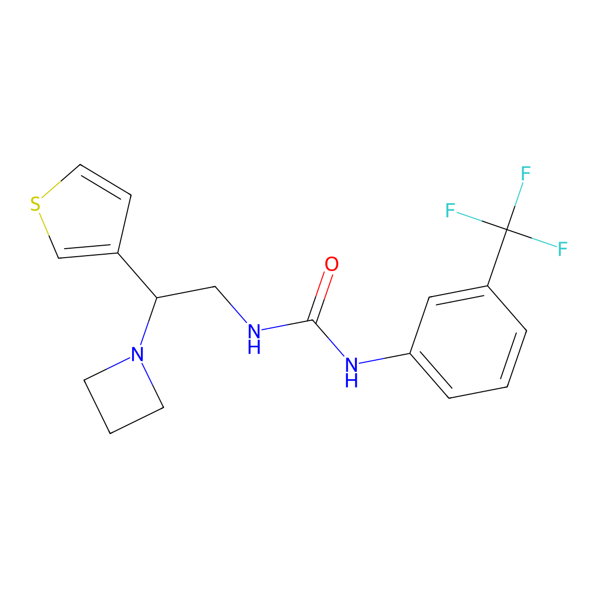 1-(2-(Azetidin-1-yl)-2-(thiophen-3-yl)ethyl)-3-(3-(trifluoromethyl)phenyl)urea molecular structure, CAS 2034573-94-7