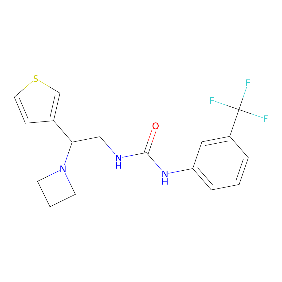 1-(2-(Azetidin-1-yl)-2-(thiophen-3-yl)ethyl)-3-(3-(trifluoromethyl)phenyl)urea molecular structure, CAS 2034573-94-7