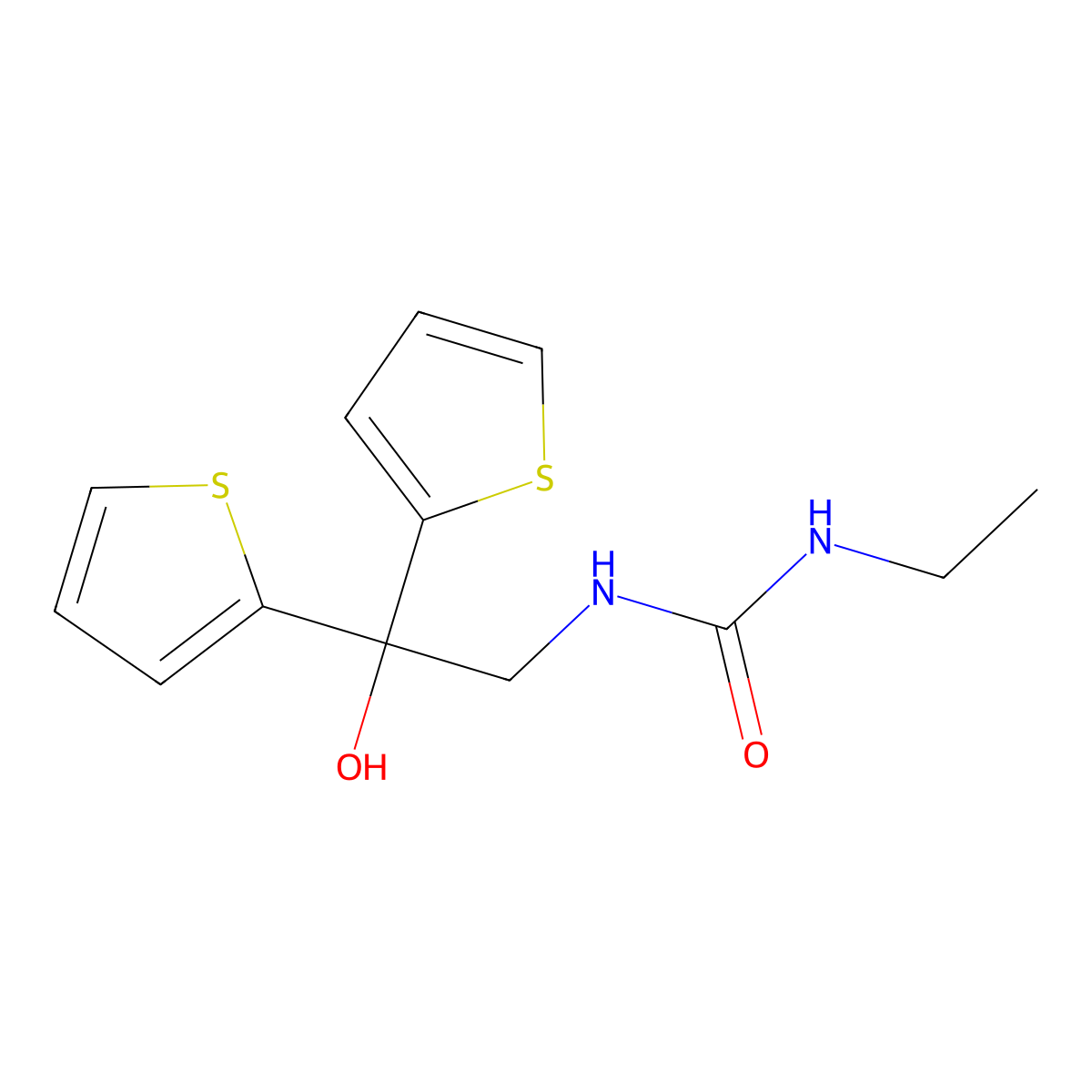 1-Ethyl-3-(2-hydroxy-2,2-di(thiophen-2-yl)ethyl)urea molecular structure, CAS 2034573-96-9