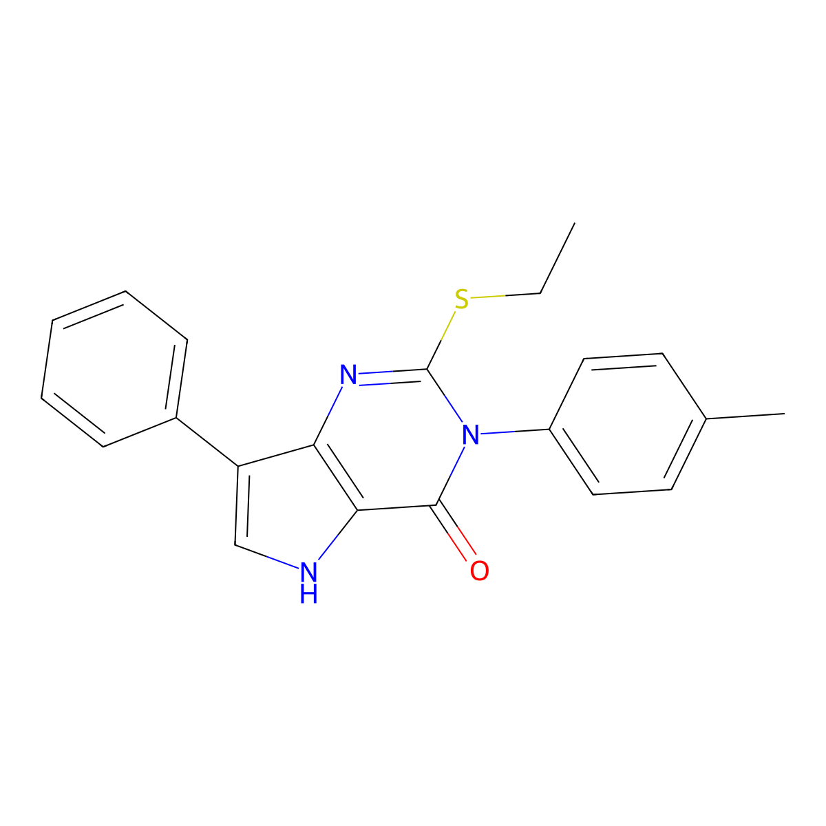 2-(ethylthio)-7-phenyl-3-(p-tolyl)-3H-pyrrolo[3,2-d]pyrimidin-4(5H)-one molecular structure, CAS 2034574-04-2