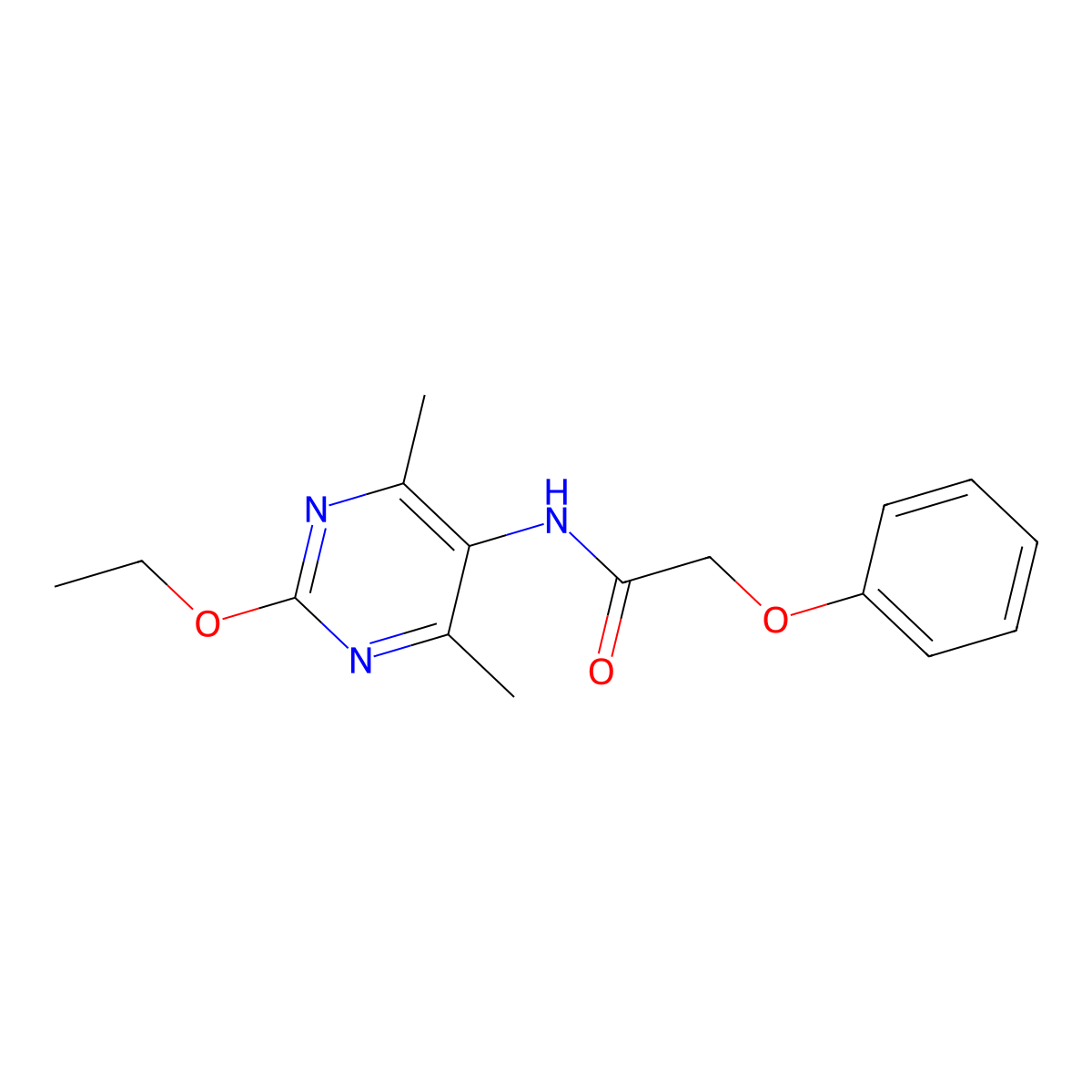 N-(2-ethoxy-4,6-dimethylpyrimidin-5-yl)-2-phenoxyacetamide molecular structure, CAS 2034574-06-4