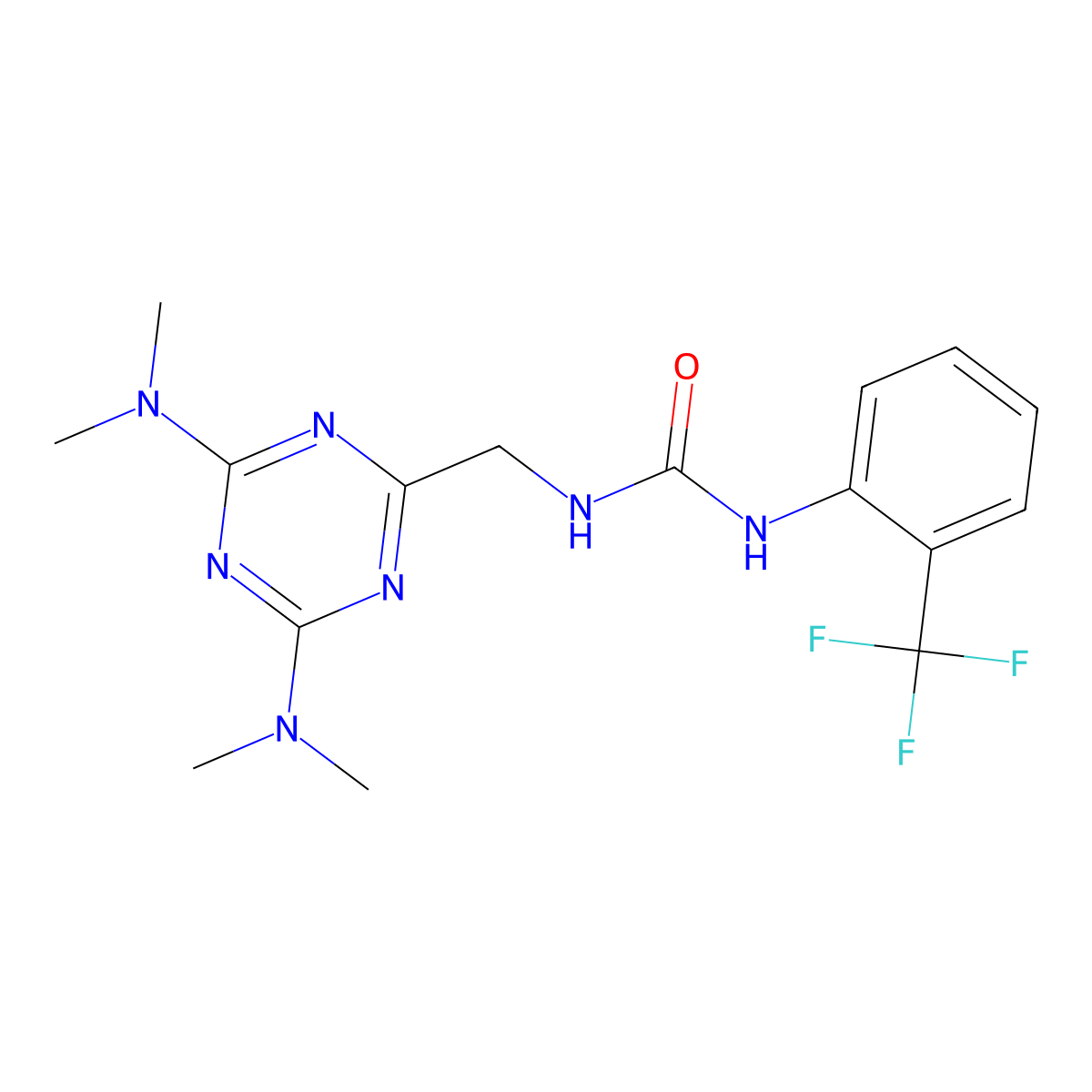 1-((4,6-Bis(dimethylamino)-1,3,5-triazin-2-yl)methyl)-3-(2-(trifluoromethyl)phenyl)urea molecular structure, CAS 2034574-08-6