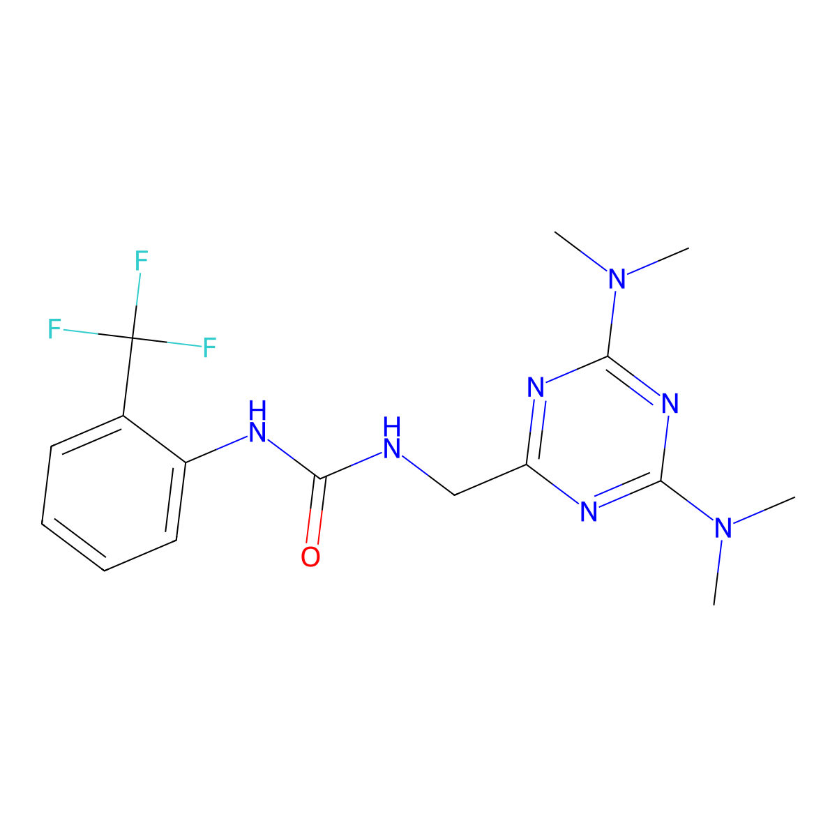1-((4,6-Bis(dimethylamino)-1,3,5-triazin-2-yl)methyl)-3-(2-(trifluoromethyl)phenyl)urea molecular structure, CAS 2034574-08-6