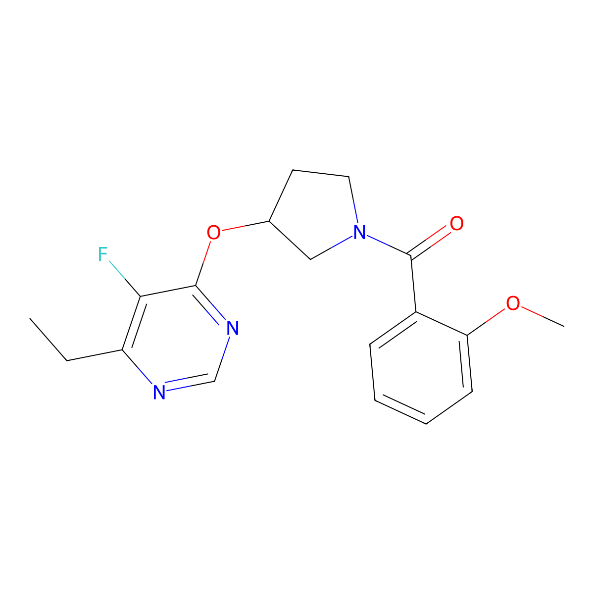 (3-((6-Ethyl-5-fluoropyrimidin-4-yl)oxy)pyrrolidin-1-yl)(2-methoxyphenyl)methanone molecular structure, CAS 2034574-09-7