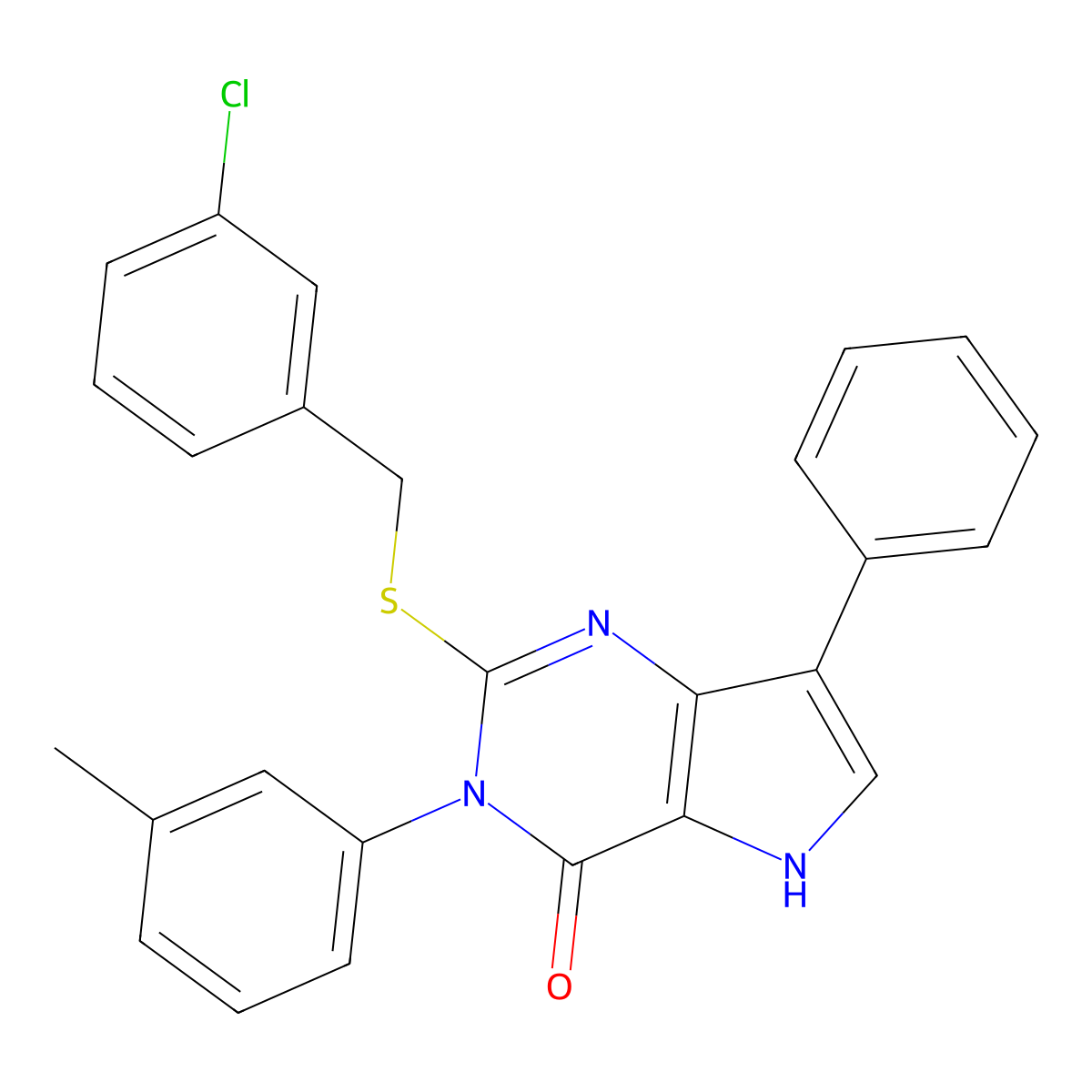 2-((3-chlorobenzyl)thio)-7-phenyl-3-(m-tolyl)-3H-pyrrolo[3,2-d]pyrimidin-4(5H)-one molecular structure, CAS 2034574-13-3