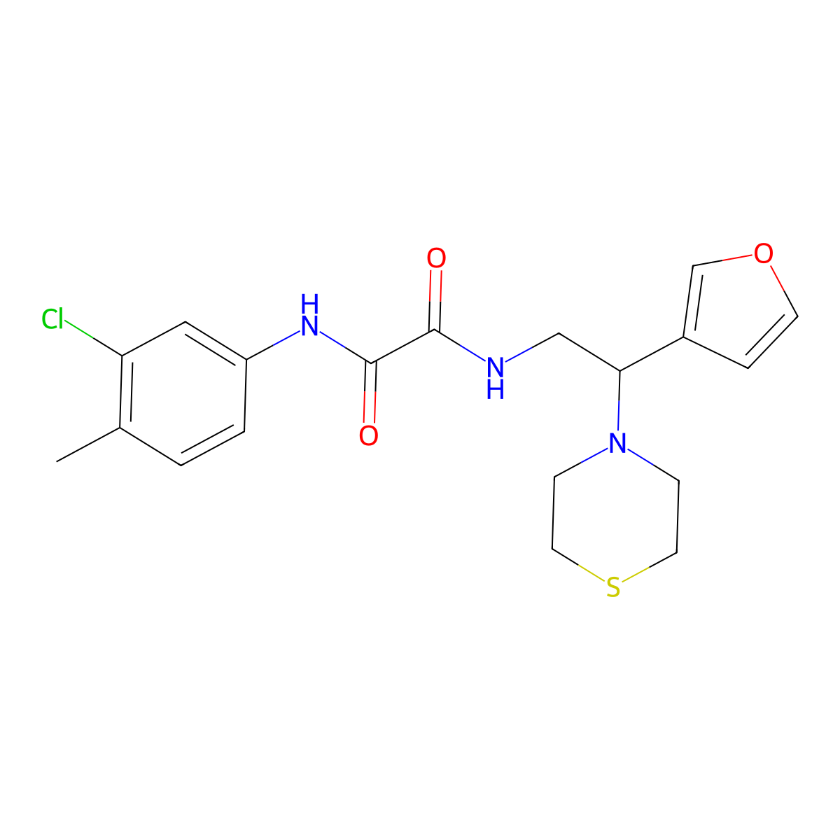 N1-(3-chloro-4-methylphenyl)-N2-(2-(furan-3-yl)-2-thiomorpholinoethyl)oxalamide molecular structure, CAS 2034574-15-5