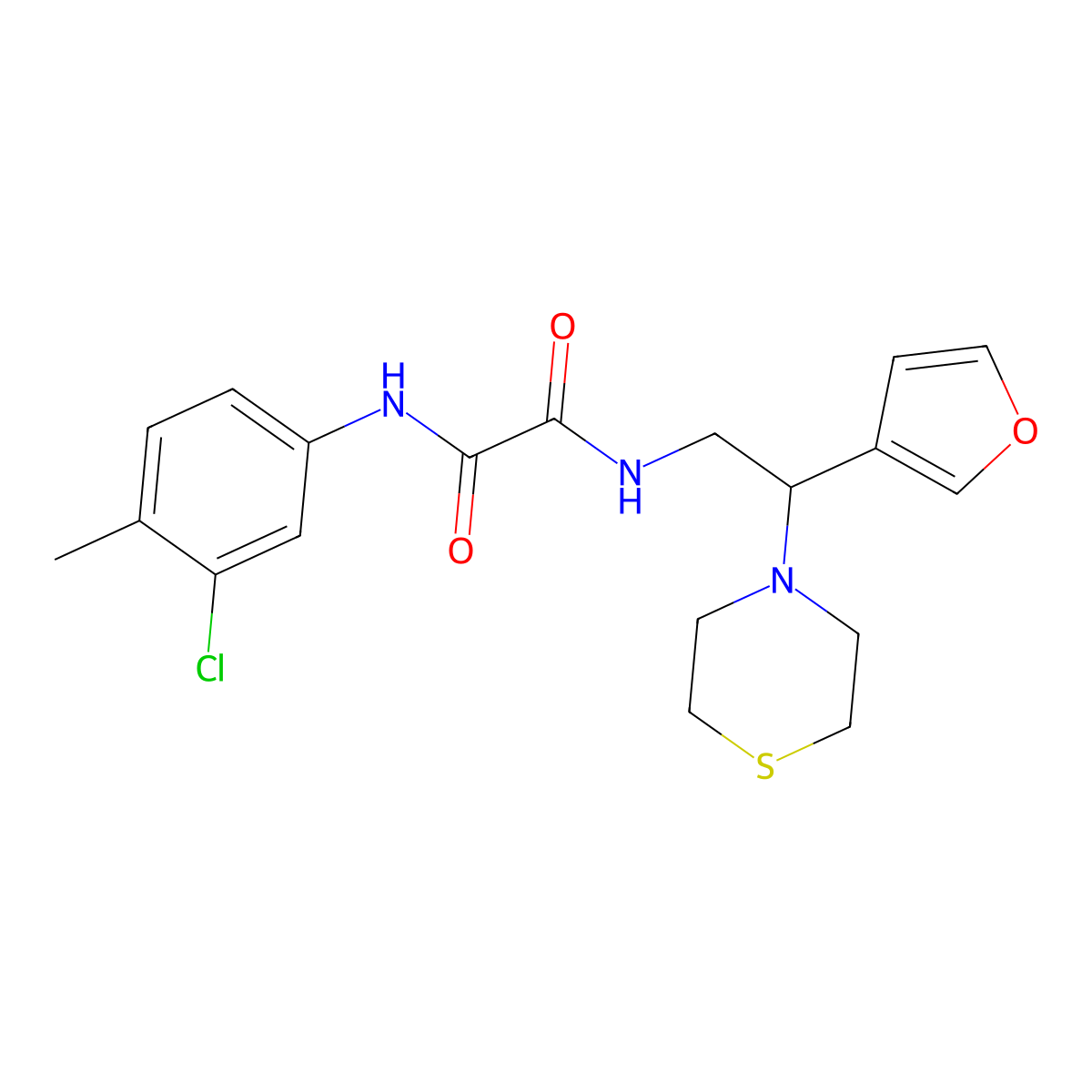 N1-(3-chloro-4-methylphenyl)-N2-(2-(furan-3-yl)-2-thiomorpholinoethyl)oxalamide molecular structure, CAS 2034574-15-5
