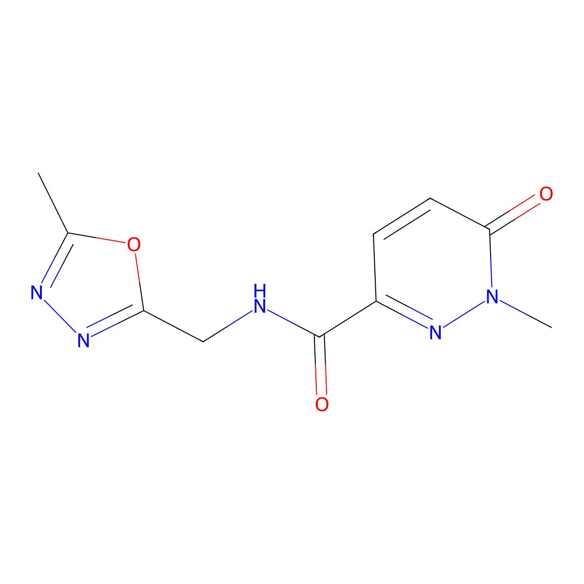 1-methyl-N-[(5-methyl-1,3,4-oxadiazol-2-yl)methyl]-6-oxo-1,6-dihydropyridazine-3-carboxamide molecular structure, CAS 2034574-18-8