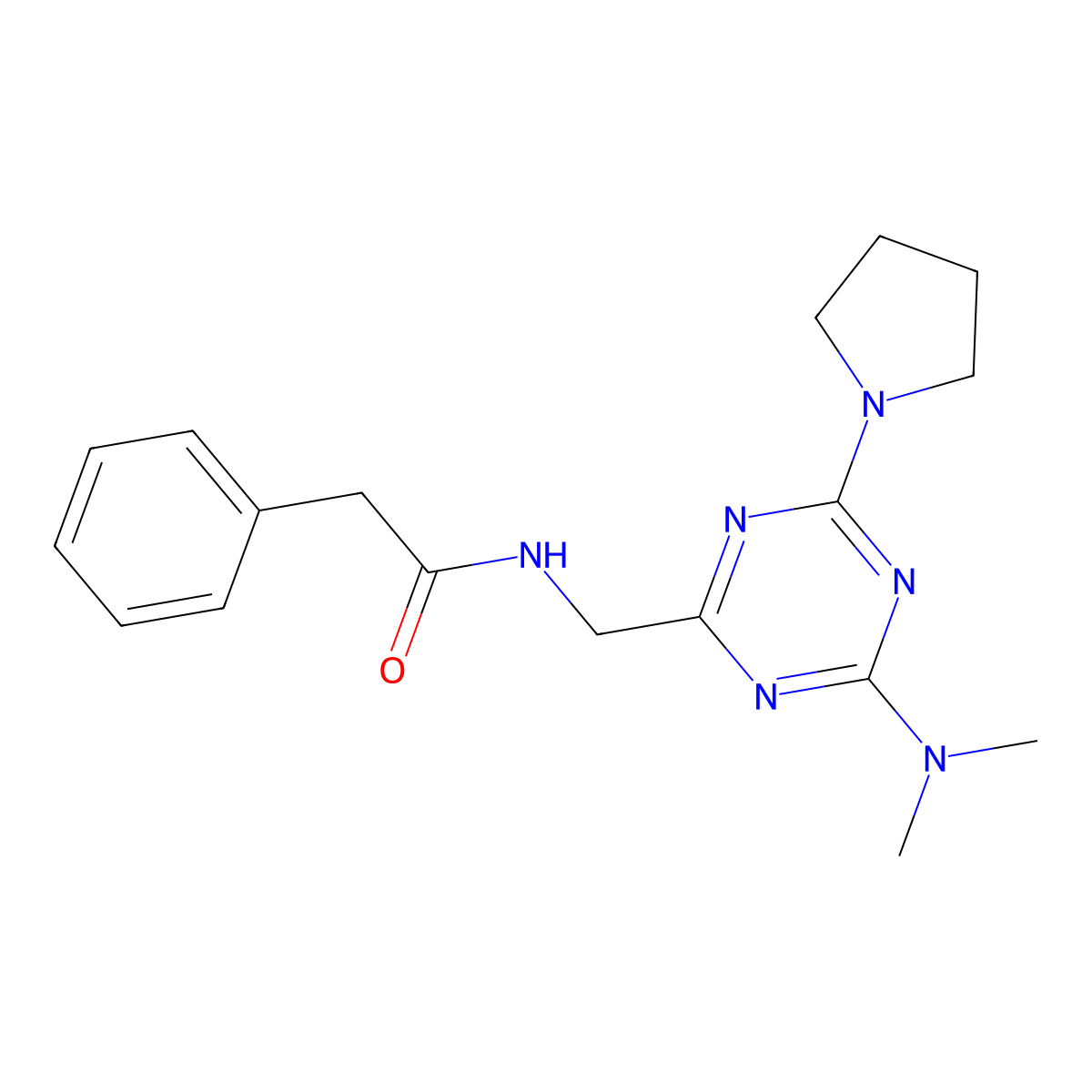 N-{[4-(dimethylamino)-6-(pyrrolidin-1-yl)-1,3,5-triazin-2-yl]methyl}-2-phenylacetamide molecular structure, CAS 2034574-24-6
