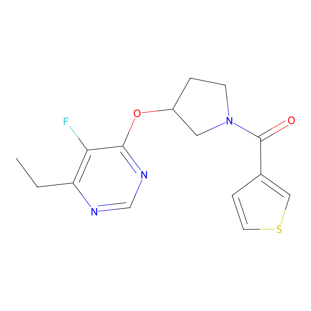 (3-((6-Ethyl-5-fluoropyrimidin-4-yl)oxy)pyrrolidin-1-yl)(thiophen-3-yl)methanone molecular structure, CAS 2034574-27-9