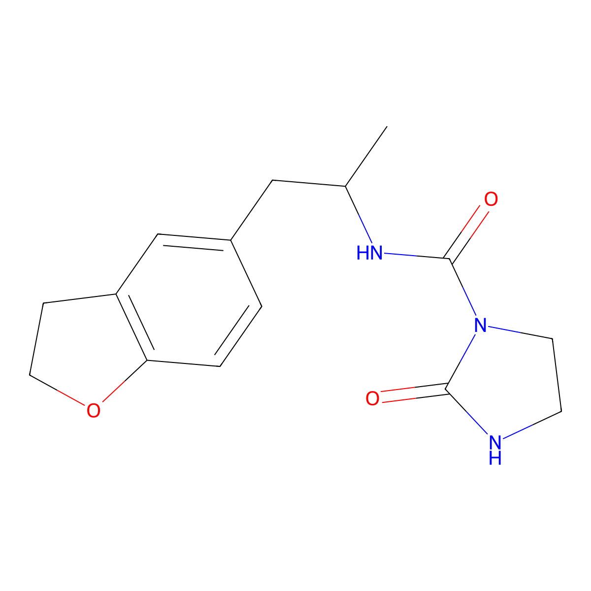 N-(1-(2,3-dihydrobenzofuran-5-yl)propan-2-yl)-2-oxoimidazolidine-1-carboxamide molecular structure, CAS 2034574-28-0