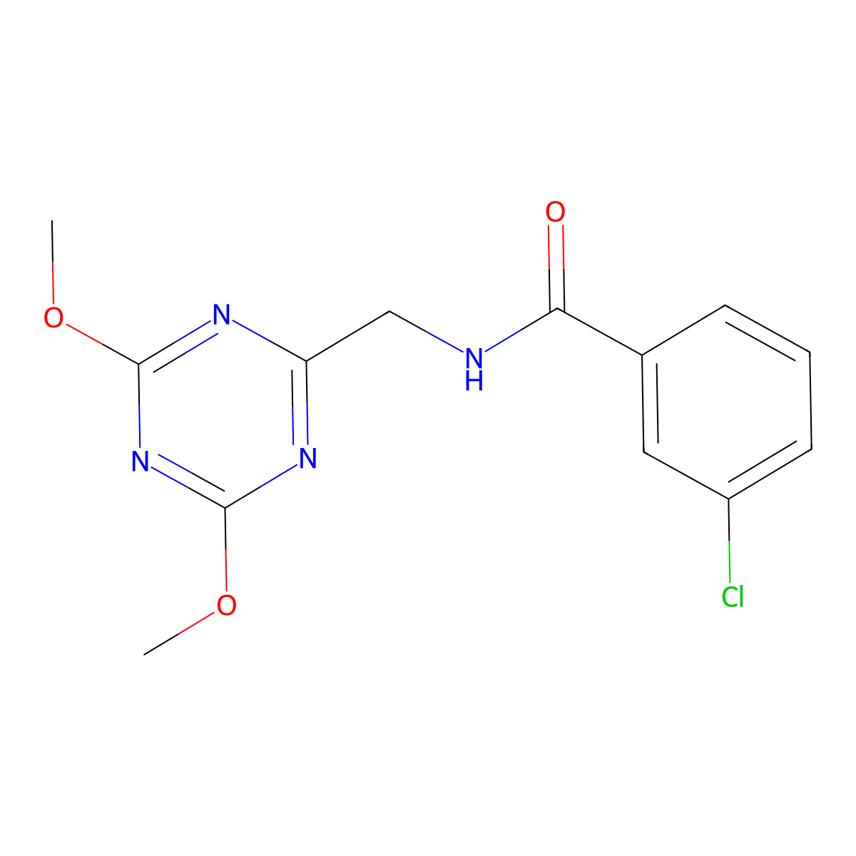 3-chloro-N-[(4,6-dimethoxy-1,3,5-triazin-2-yl)methyl]benzamide molecular structure, CAS 2034574-30-4
