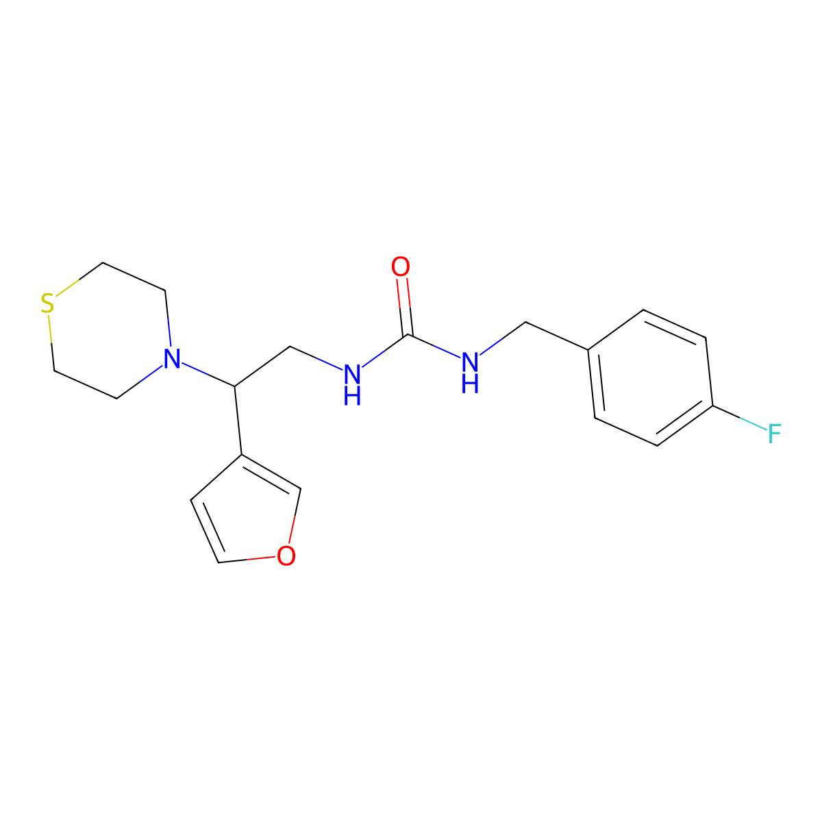 1-(4-Fluorobenzyl)-3-(2-(furan-3-yl)-2-thiomorpholinoethyl)urea molecular structure, CAS 2034574-33-7