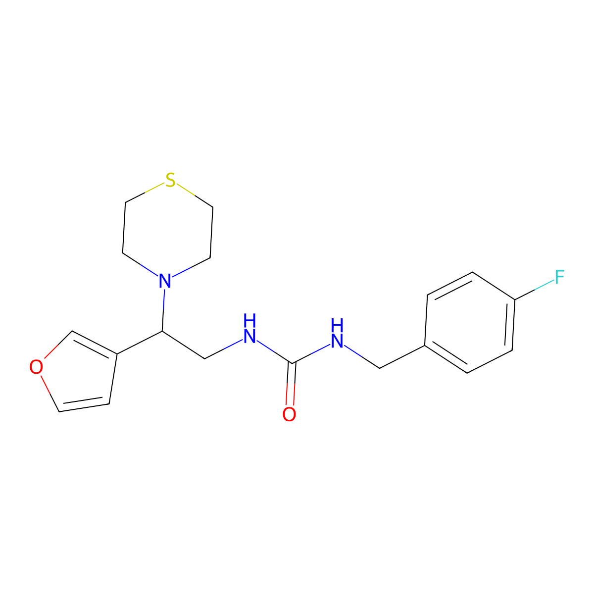 1-(4-Fluorobenzyl)-3-(2-(furan-3-yl)-2-thiomorpholinoethyl)urea molecular structure, CAS 2034574-33-7