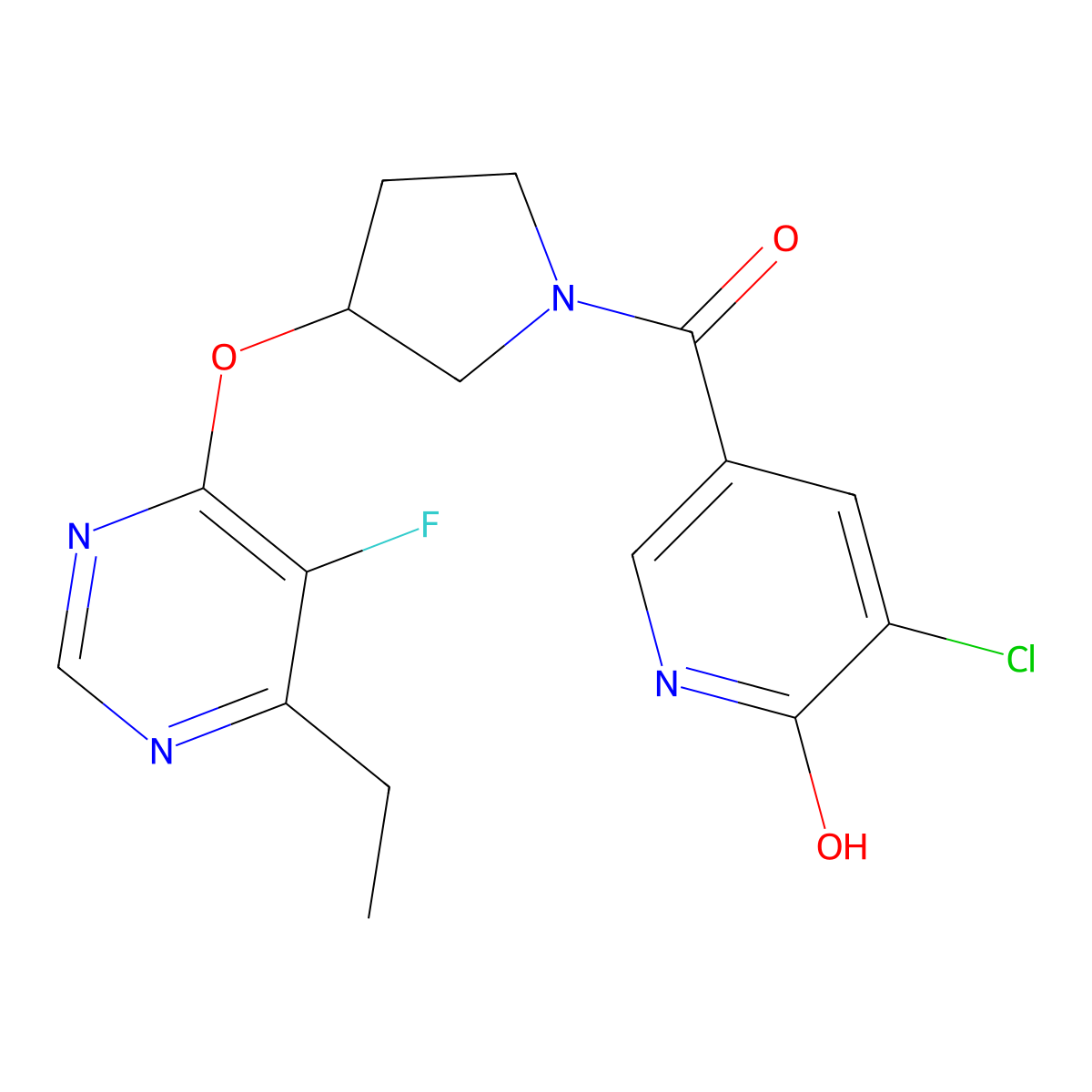 (5-Chloro-6-hydroxypyridin-3-yl)(3-((6-ethyl-5-fluoropyrimidin-4-yl)oxy)pyrrolidin-1-yl)methanone molecular structure, CAS 2034574-40-6