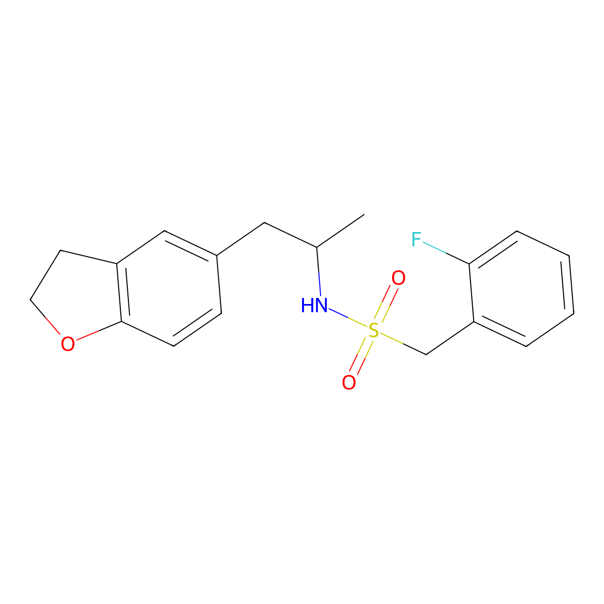 N-(1-(2,3-dihydrobenzofuran-5-yl)propan-2-yl)-1-(2-fluorophenyl)methanesulfonamide molecular structure, CAS 2034574-44-0
