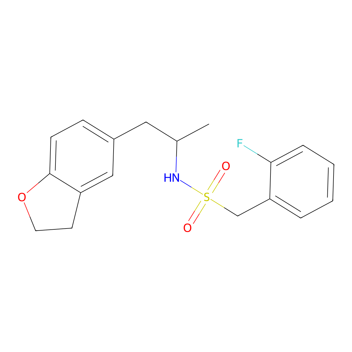 N-(1-(2,3-dihydrobenzofuran-5-yl)propan-2-yl)-1-(2-fluorophenyl)methanesulfonamide molecular structure, CAS 2034574-44-0