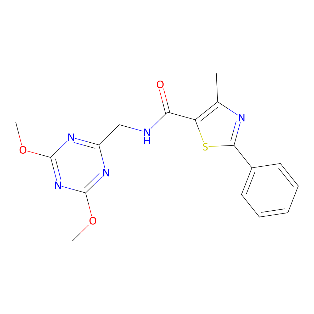 N-((4,6-dimethoxy-1,3,5-triazin-2-yl)methyl)-4-methyl-2-phenylthiazole-5-carboxamide molecular structure, CAS 2034574-51-9