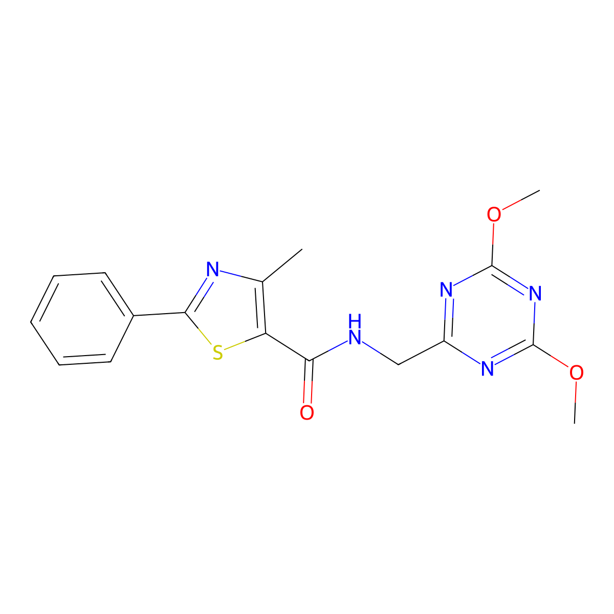 N-((4,6-dimethoxy-1,3,5-triazin-2-yl)methyl)-4-methyl-2-phenylthiazole-5-carboxamide molecular structure, CAS 2034574-51-9