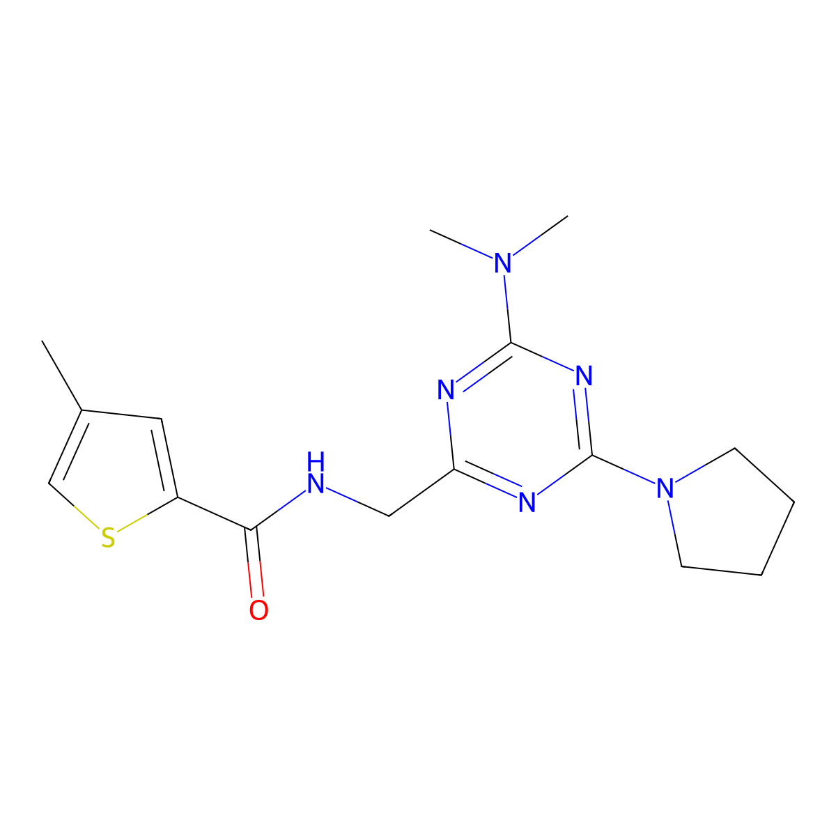 N-{[4-(dimethylamino)-6-(pyrrolidin-1-yl)-1,3,5-triazin-2-yl]methyl}-4-methylthiophene-2-carboxamide molecular structure, CAS 2034574-53-1