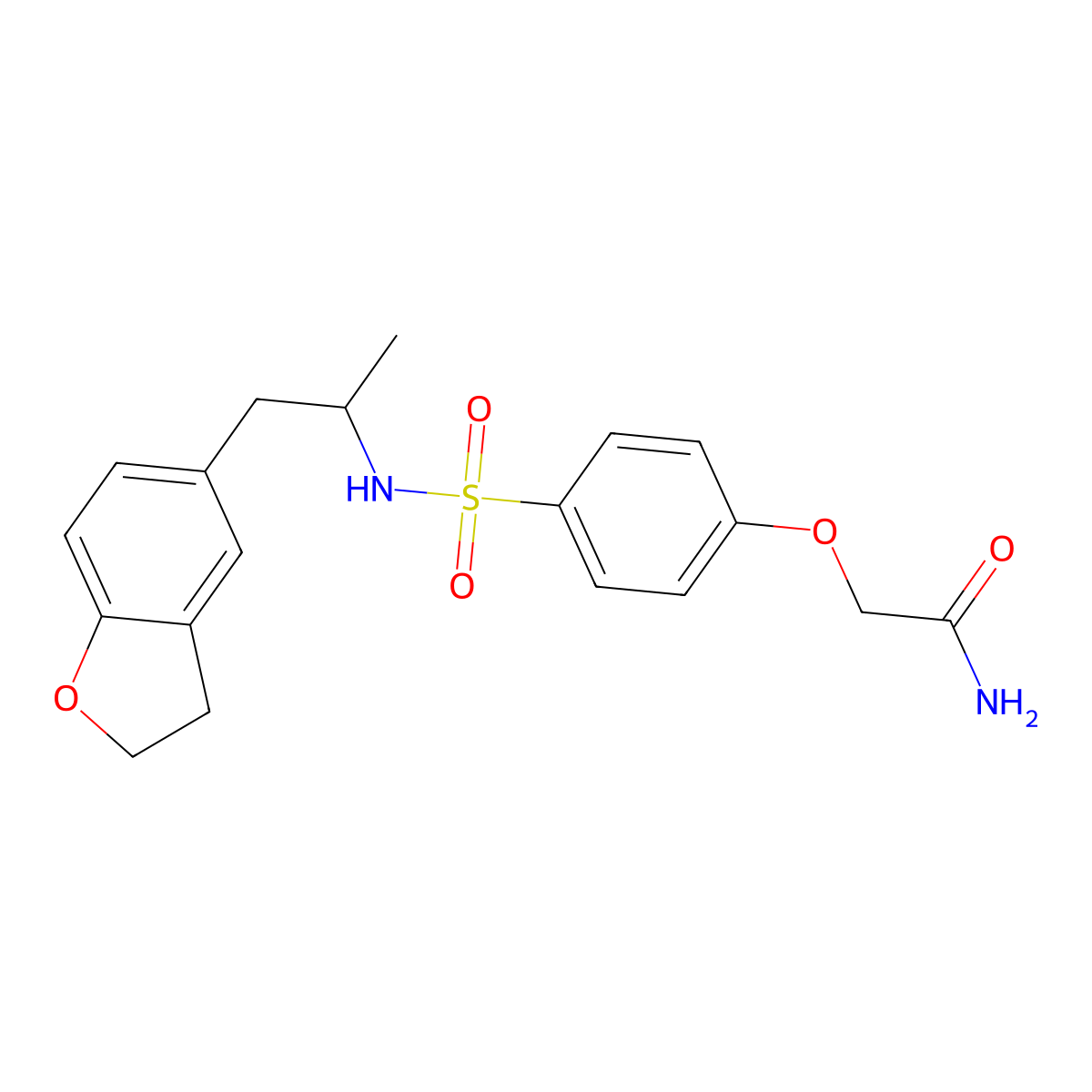 2-(4-(N-(1-(2,3-dihydrobenzofuran-5-yl)propan-2-yl)sulfamoyl)phenoxy)acetamide molecular structure, CAS 2034574-58-6
