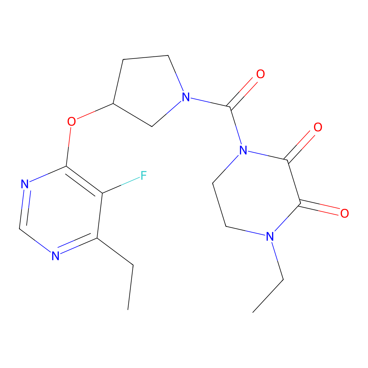 1-Ethyl-4-(3-((6-ethyl-5-fluoropyrimidin-4-yl)oxy)pyrrolidine-1-carbonyl)piperazine-2,3-dione molecular structure, CAS 2034574-62-2