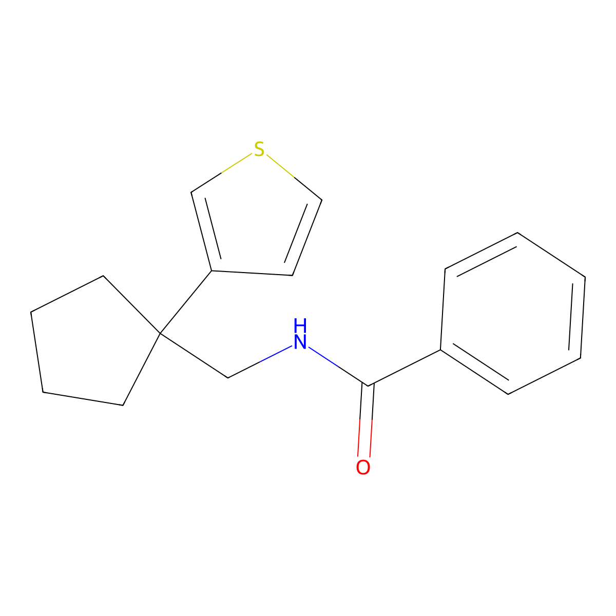 N-((1-(thiophen-3-yl)cyclopentyl)methyl)benzamide molecular structure, CAS 2034574-70-2