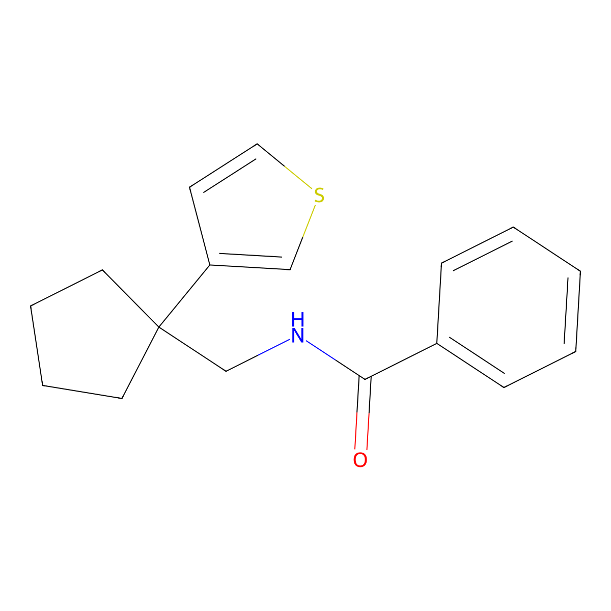 N-((1-(thiophen-3-yl)cyclopentyl)methyl)benzamide molecular structure, CAS 2034574-70-2