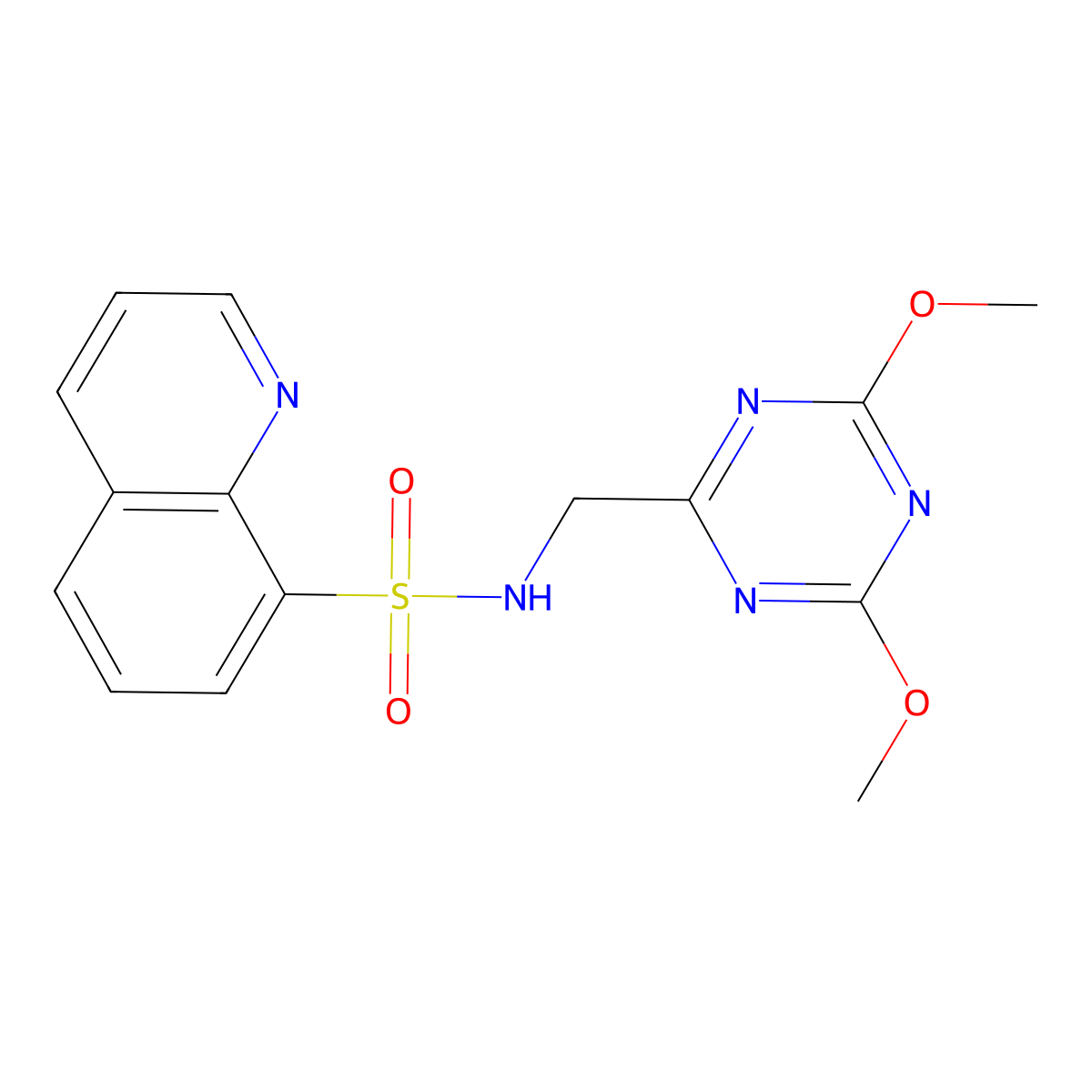 N-[(4,6-dimethoxy-1,3,5-triazin-2-yl)methyl]quinoline-8-sulfonamide molecular structure, CAS 2034574-71-3