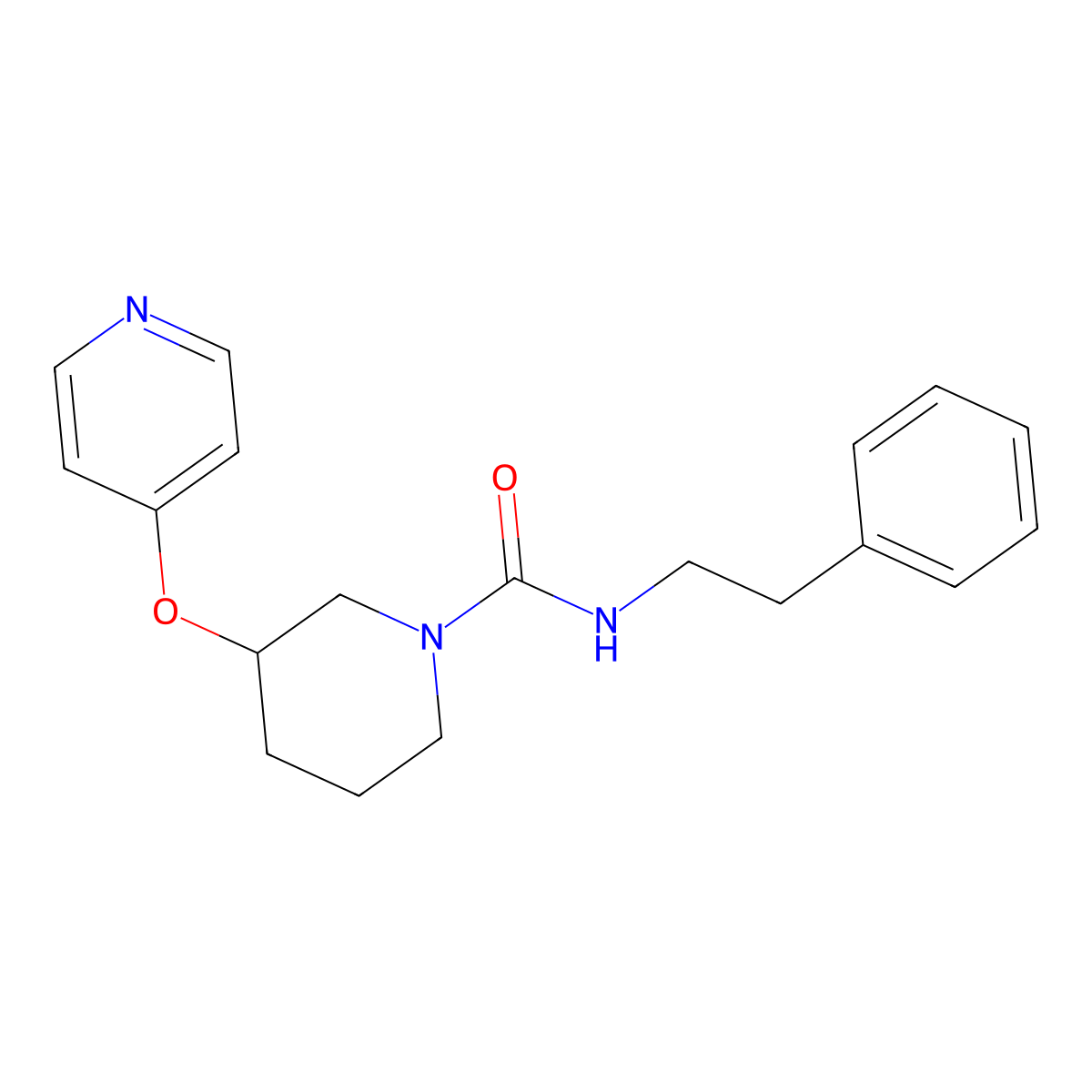 N-(2-phenylethyl)-3-(pyridin-4-yloxy)piperidine-1-carboxamide molecular structure, CAS 2034574-72-4
