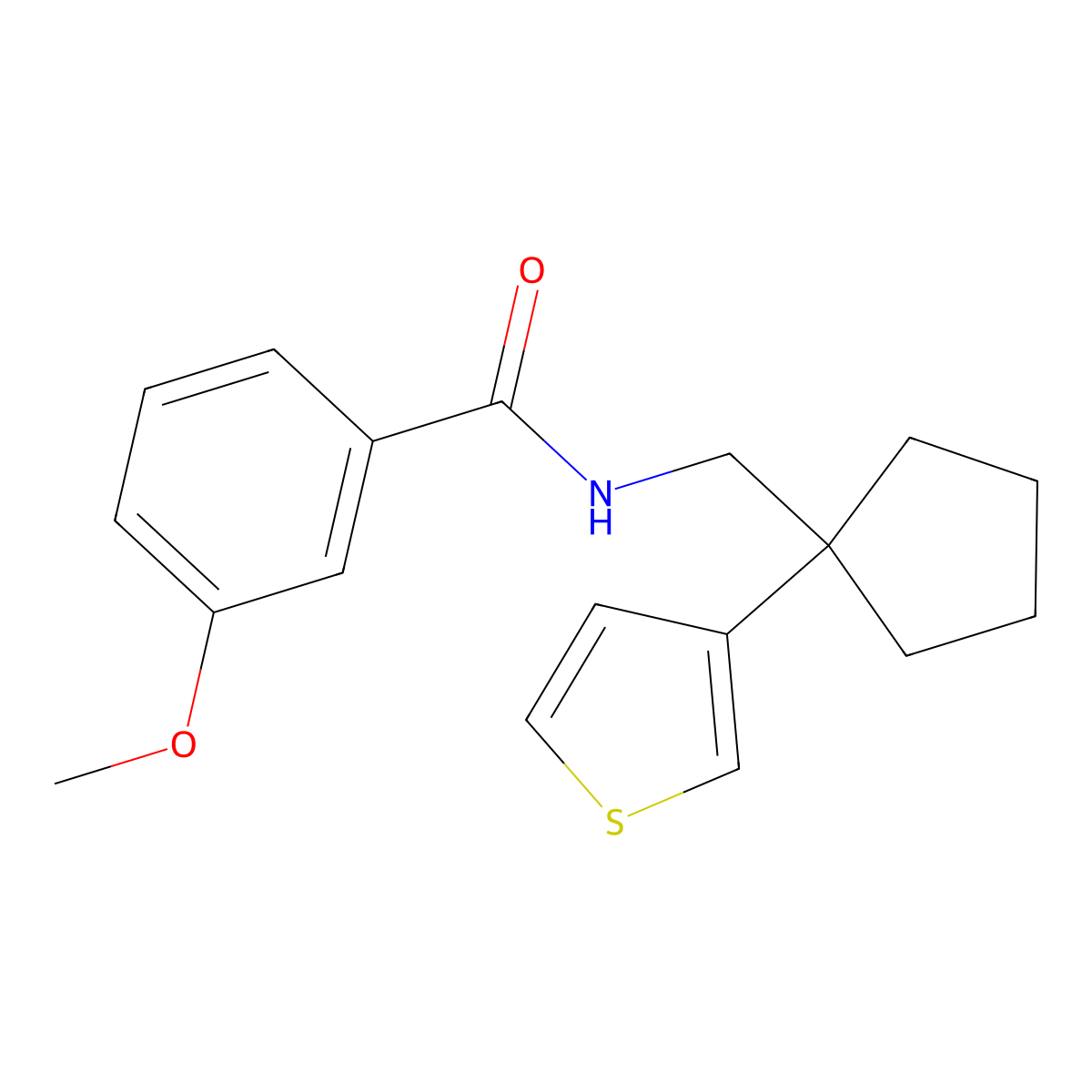 3-methoxy-N-((1-(thiophen-3-yl)cyclopentyl)methyl)benzamide molecular structure, CAS 2034574-74-6
